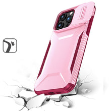 For iPhone 16 Pro 6.3in Case Rugged Side Grip Sliding Lens Cover +Tempered Glass