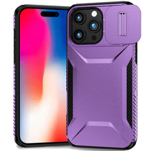 For iPhone 16 Pro 6.3in Case Rugged Side Grip Sliding Lens Cover +Tempered Glass