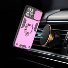 For iPhone 13 (6.1") Case Rugged Cover Camera Lens Cover and Magnetic Ring Stand