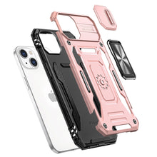 For iPhone 12 Pro Max Case Sliding Lens with Magnetic Ring Stand +Tempered Glass