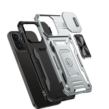 For iPhone 15 Case Sliding Lens Shockproof Magnetic Ringstand + 2 Tempered Glass