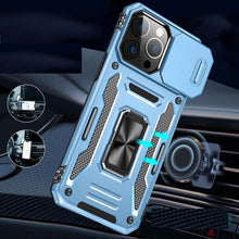 For iPhone 15 Pro Max Case Slide Lens Magnetic Ring Stand + 2 Screen Protectors