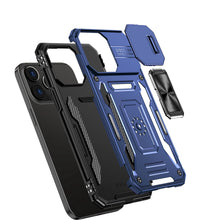 For iPhone 15 Case Sliding Lens Shockproof Magnetic Ringstand + 2 Tempered Glass