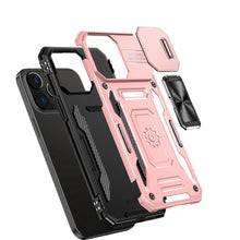 For iPhone 15 Case Sliding Lens Shockproof Magnetic Ringstand + 2 Tempered Glass