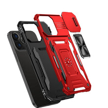 For iPhone 15 Case Sliding Lens Shockproof Magnetic Ringstand + 2 Tempered Glass