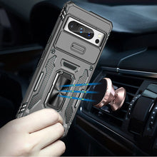 For Google Pixel 9 Pro XL 6.8 inch Case Sliding Lens Cover Shockproof Ringstand