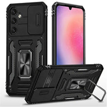 For Samsung A26 5G Case Slide Lens Cover Magnetic Ring Stand + Tempered Glass