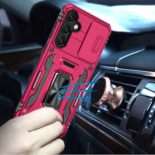 For Samsung A26 5G Case Slide Lens Cover Magnetic Ring Stand + Tempered Glass