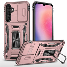 For Samsung A26 5G Case Slide Lens Cover Magnetic Ring Stand + Tempered Glass