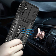 For Samsung A35 5G Case Sliding Lens Shockproof Cover Ringstand + Tempered Glass