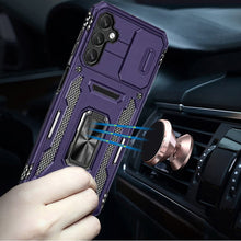 For Samsung A36/A56 Case Slide Lens Cover Magnetic Ring Stand + Tempered Glass