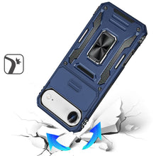 For iPhone Air Case Sliding Lens Cover with Metal Ring Stand + Tempered Glass