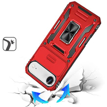 For iPhone Air Case Sliding Lens Cover with Metal Ring Stand + Tempered Glass