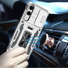 For Samsung S25 Edge Case Sliding Lens Shockproof w/ Ring Stand + Tempered Glass