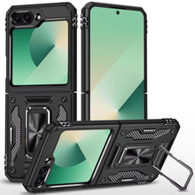 For Samsung Z Flip7 Case Sliding Lens with Magnetic Ring Stand + Tempered Glass