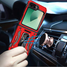 For Samsung Z Flip7 Case Sliding Lens with Magnetic Ring Stand + Tempered Glass