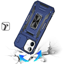 For iPhone 17 Case Sliding Lens Cover with Metal Ring Stand + Tempered Glass