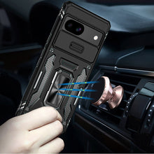 For Google Pixel 9a Case Sliding Lens with Magnetic Ring Stand + Tempered Glass