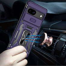 For Google Pixel 9a Case Sliding Lens with Magnetic Ring Stand + Tempered Glass