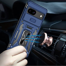 For Google Pixel 9a Case Sliding Lens with Magnetic Ring Stand + Tempered Glass