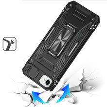 For iPhone 16e Case Sliiding Lens Cover Magnetic Ring Stand + Tempered Glass