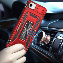 For iPhone 16e Case Sliiding Lens Cover Magnetic Ring Stand + Tempered Glass