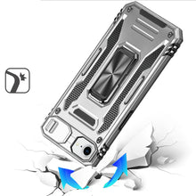 For iPhone 16e Case Sliiding Lens Cover Magnetic Ring Stand + Tempered Glass