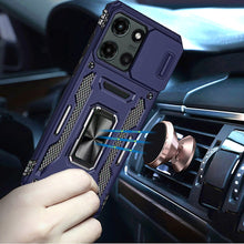 For Moto G Stylus 2025 Case Slideing Lens Shockproof Ring Stand + Tempered Glass