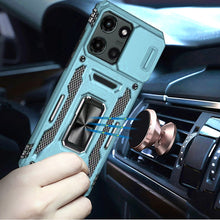 For Moto G Stylus 2025 Case Slideing Lens Shockproof Ring Stand + Tempered Glass