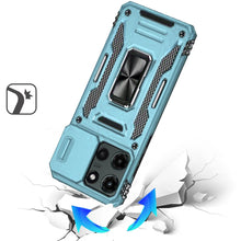 For Moto G Stylus 2025 Case Slideing Lens Shockproof Ring Stand + Tempered Glass