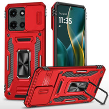 For Moto G Stylus 2025 Case Slideing Lens Shockproof Ring Stand + Tempered Glass