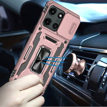 For Moto G Stylus 2025 Case Slideing Lens Shockproof Ring Stand + Tempered Glass