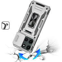 For Moto G Stylus 2025 Case Slideing Lens Shockproof Ring Stand + Tempered Glass