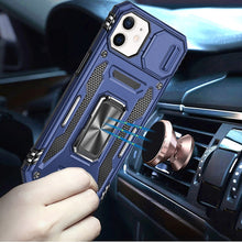 For iPhone 12/12 Pro Case Sliding Lens with Magnetic Ring Stand + Tempered Glass