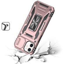 For iPhone 12/12 Pro Case Sliding Lens with Magnetic Ring Stand + Tempered Glass