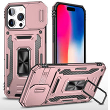 For iPhone 16 Pro 6.3in Case Slide Lens Cover Magnetic Ringstand +Tempered Glass