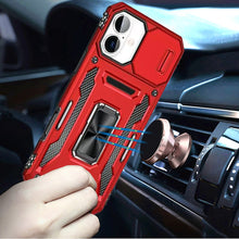 For iPhone 17 Case Sliding Lens Cover with Metal Ring Stand + Tempered Glass