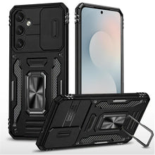 For Samsung S25 FE Case Sliding Lens with Magnetic Ring Stand + Tempered Glass