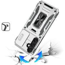 For Samsung S25 FE Case Sliding Lens with Magnetic Ring Stand + Tempered Glass