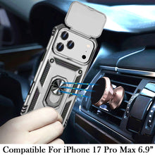 For iPhone 17 Pro Max Case Shockproof Ring Stand Lens Cover + Tempered Glass