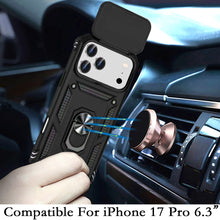 For iPhone 17 PRO Case Shockproof Ring Stand with Lens Cover + Tempered Glass