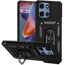 For Moto G 2025 Case Shockproof Ring Stand w/ Camera Lens Cover + Tempered Glass
