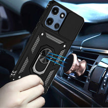 For Moto G 2025 Case Shockproof Ring Stand w/ Camera Lens Cover + Tempered Glass