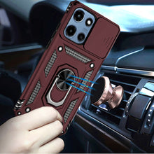 For Moto G 2025 Case Shockproof Ring Stand w/ Camera Lens Cover + Tempered Glass