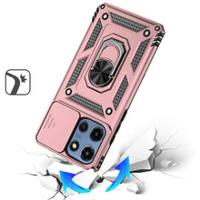 For Moto G 2025 Case Shockproof Ring Stand w/ Camera Lens Cover + Tempered Glass