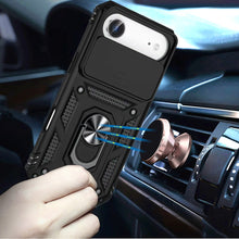 For iPhone Air Case Shockproof Metal Ring Stand w/ Lens Cover + Tempered Glass