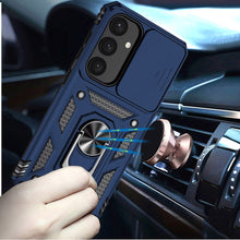 For Samsung S25+/S24+ Case Shockproof Ring Stand w/ Lens Cover + Tempered Glass