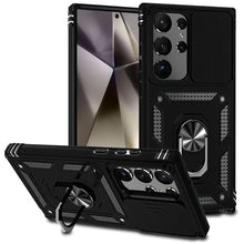 For Samsung S25 Ultra Case Shockproof Ring Stand w/ Lens Cover + Tempered Glass