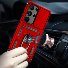 For Samsung S25 Ultra Case Shockproof Ring Stand w/ Lens Cover + Tempered Glass