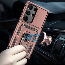 For Samsung S25 Ultra Case Shockproof Ring Stand w/ Lens Cover + Tempered Glass